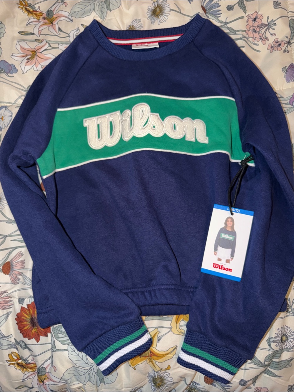 Wilson Girls Navy and Green Crewneck Sweatshirt
